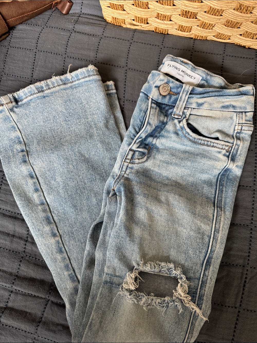 Flying Monkey Light Wash Distressed Boyfriend Jeans girls youth size 5
